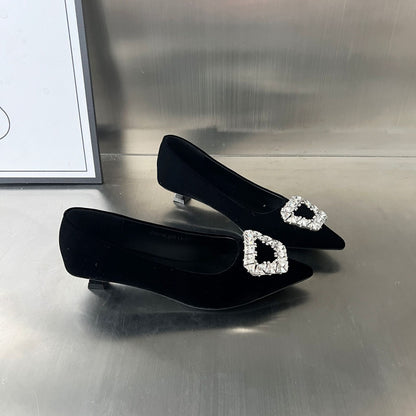 Damen Ballerinas Samt Schmuckdetail Elegante Party Schuhe
