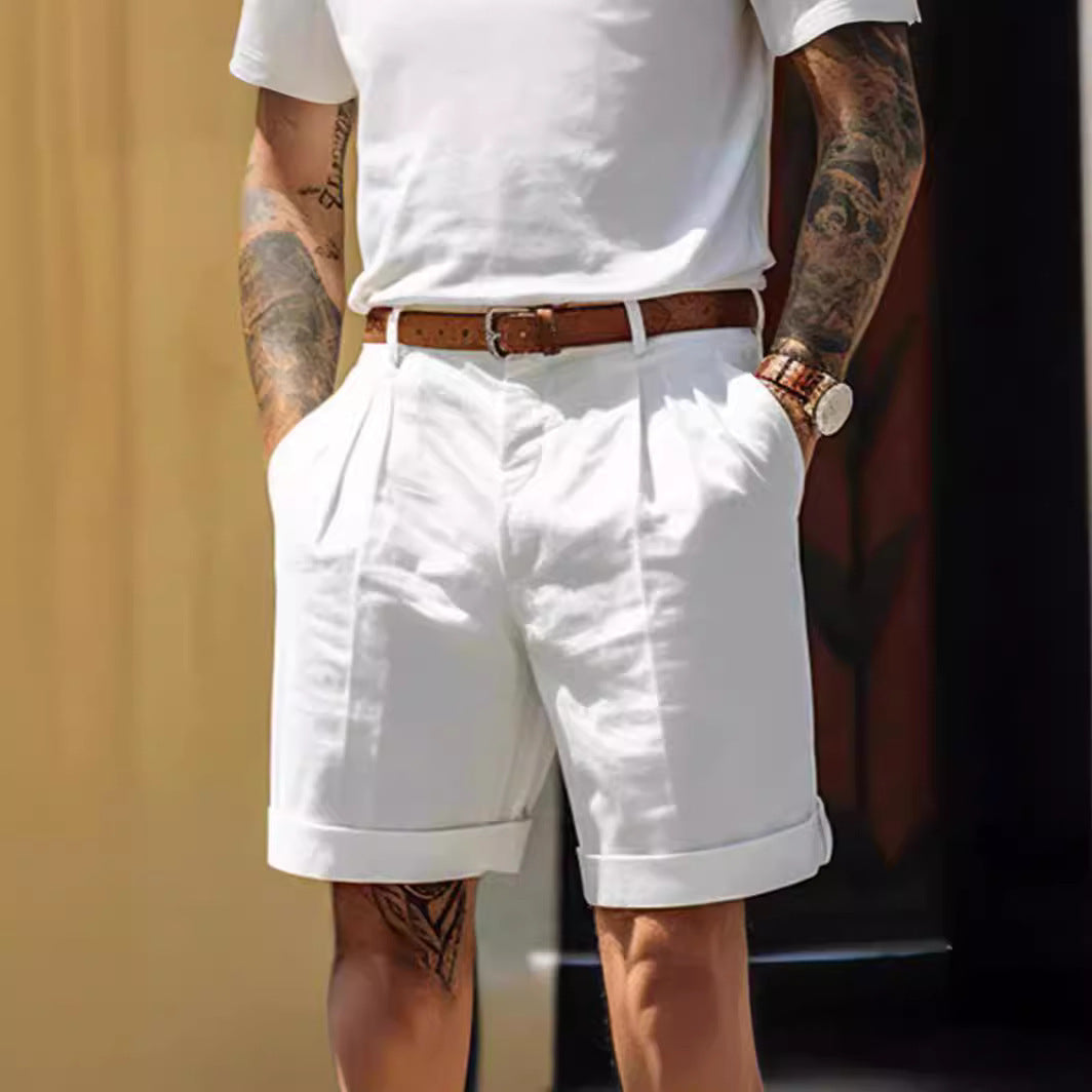 Herren Shorts Leinen Atmungsaktiv Mit Taschen Sommer - BerlinGlamour