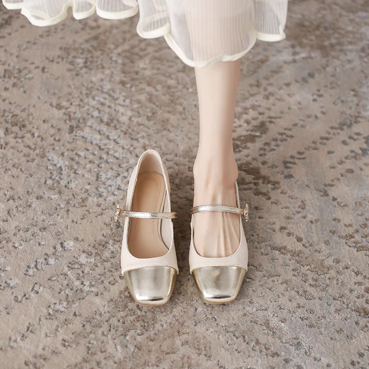 Elegante Damen Ballerinas mit Riemen Glänzend Damen Schuhe