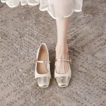 Elegante Damen Ballerinas mit Riemen Glänzend Damen Schuhe