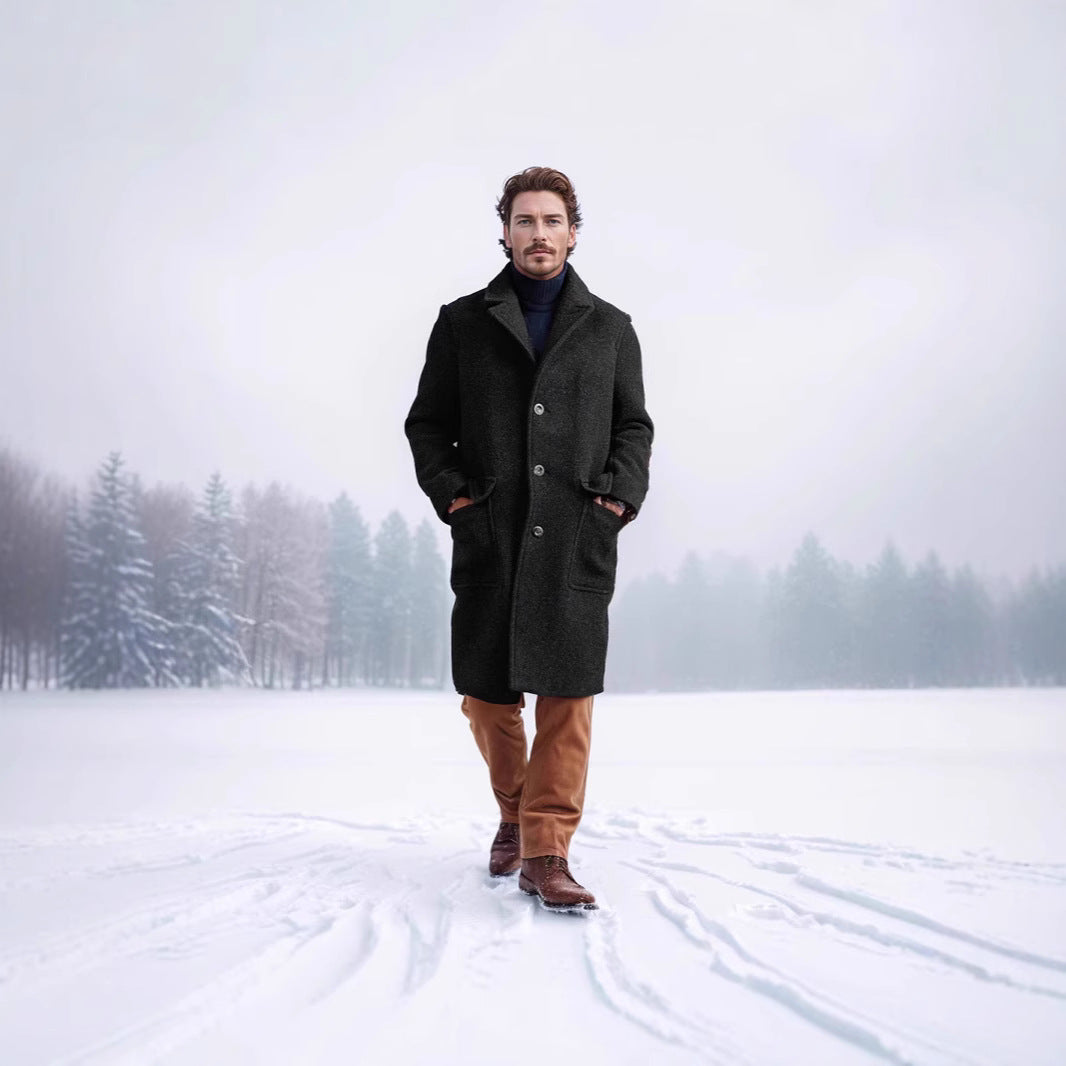 Herren Lammfellmantel Eleganter Wintermantel Lang