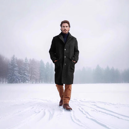 Herren Lammfellmantel Eleganter Wintermantel Lang