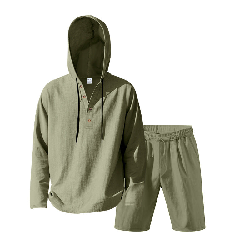 Herren Trainingsset Kapuze Shorts Sportlich Modern
