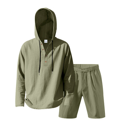 Herren Trainingsset Kapuze Shorts Sportlich Modern