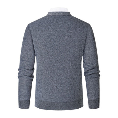 Herren Strickjacke V-Ausschnitt Modern Karomuster Grau