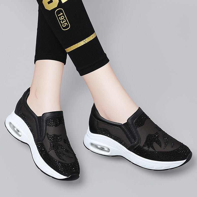Damen Sneaker Glitzer Modisch Mesh Schuhe