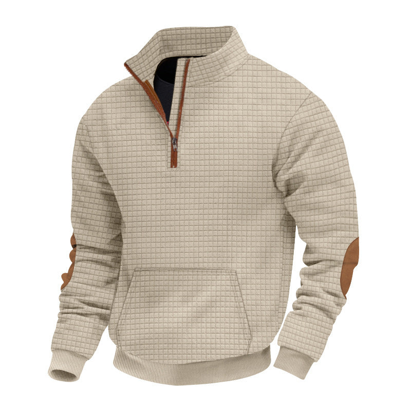 Herren Fleece-Pullover Stehkragen Modern Strukturiert