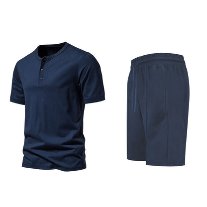 Herren Sportset bequem knöpfbare Oberteil und Freizeit Shorts