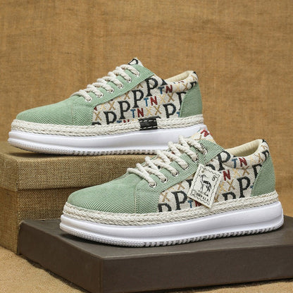 Damen Sneaker Modisch Geflochtene Sohle Bequem Canvas