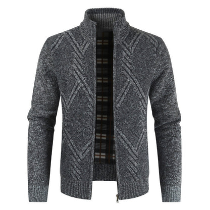 Herren Strickjacke Modern mit Hochkragen und Textur