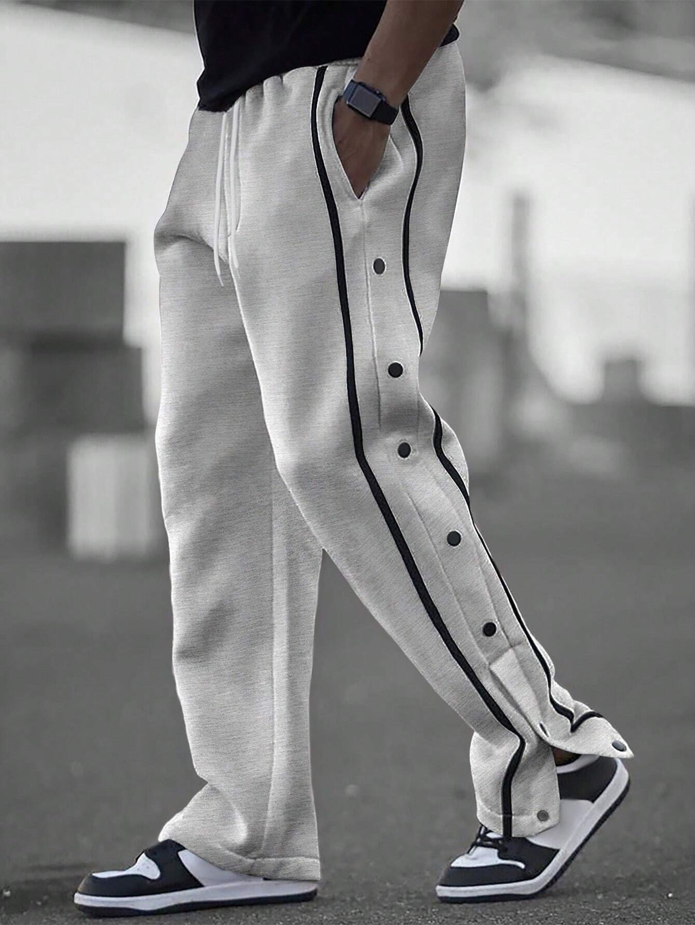 Herren Freizeithose Sportlich Mit Druckknöpfen Modern