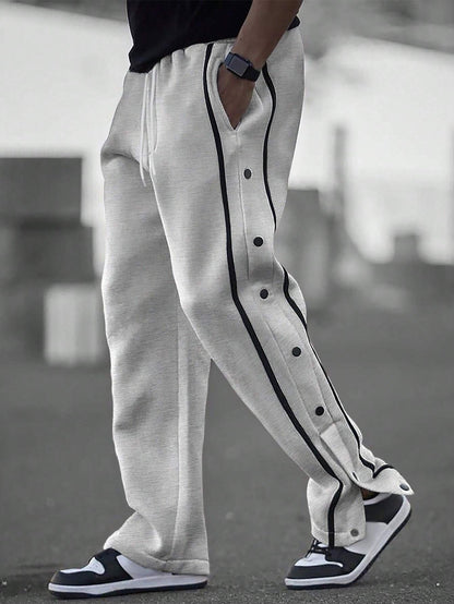 Herren Freizeithose Sportlich Mit Druckknöpfen Modern