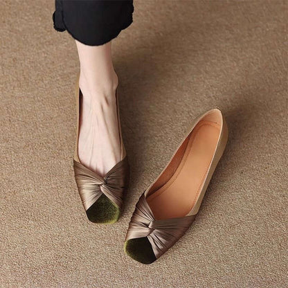 Damen Ballerinas Bequem Elegant mit Schleife - BerlinGlamour