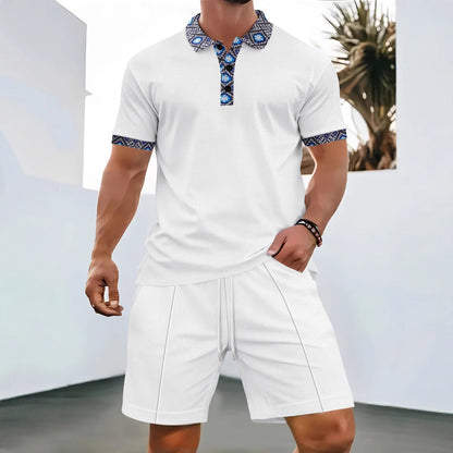 Herren Sportset Kurzarm mit Stilvollen Kragen Modern