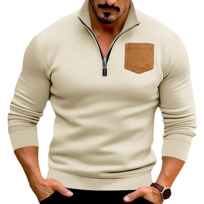 Herren Pullover Sportlich mit Kontrasttaschen Modern