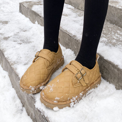Damen Sneaker Warmfutter Kuschelig Elegant Schuhe mit Schnallen