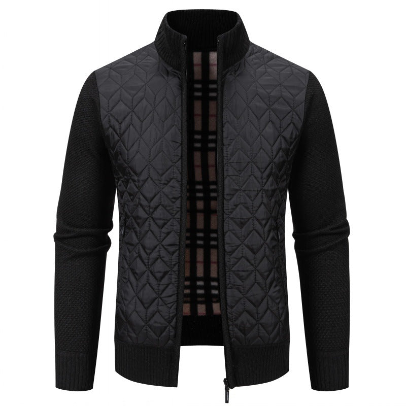 Herren Steppjacke Elegante Strickoptik Hochkragen Modisch