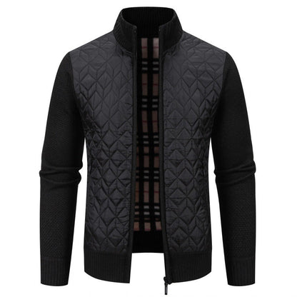 Herren Steppjacke Elegante Strickoptik Hochkragen Modisch