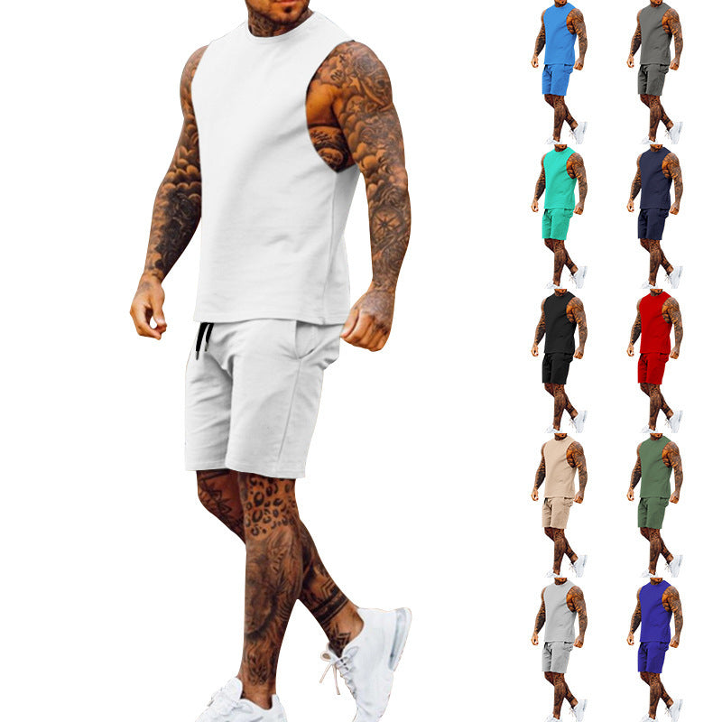 Herren Sportset Tanktop und Shorts Elastischer Bund Sportlich - BerlinGlamour