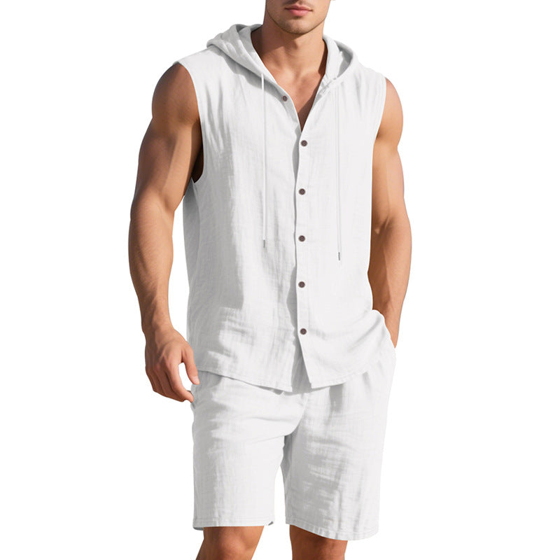 Herren Sportshemd Kurzarm mit Kapuze und Shorts Casual - BerlinGlamour