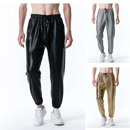Herren Hose Metallic Mesh Trendy Sportlich - BerlinGlamour