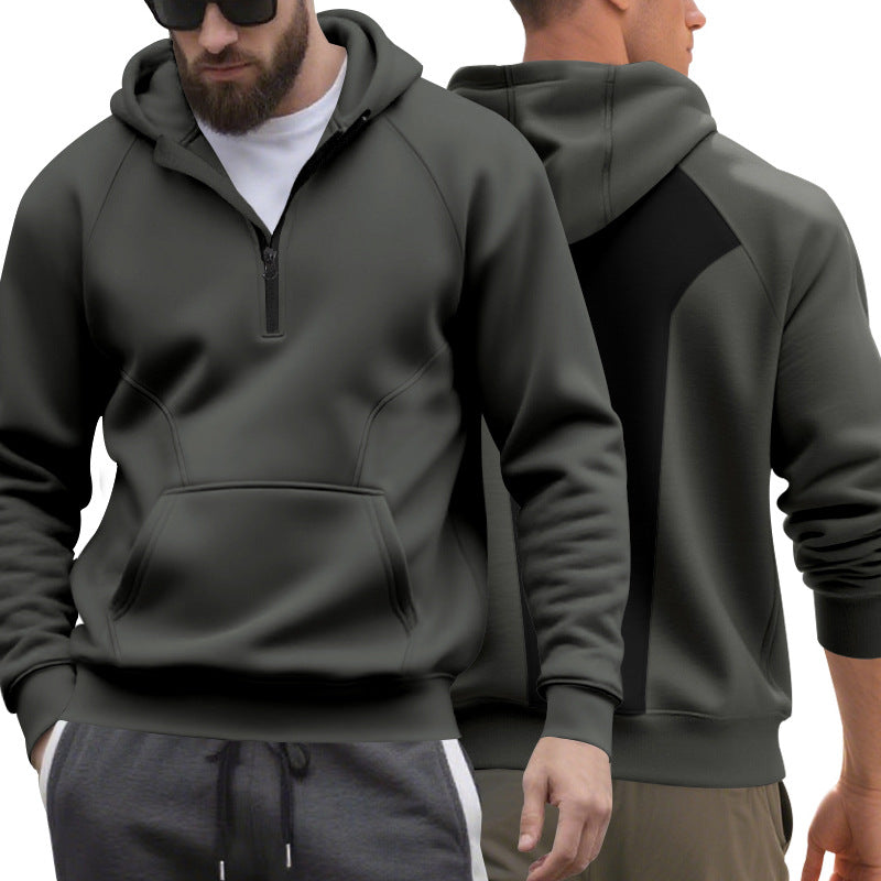 Herren Kapuzensweater Reißverschluss Kängurutasche Sportlich