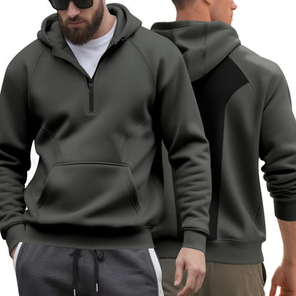 Herren Kapuzensweater Reißverschluss Kängurutasche Sportlich