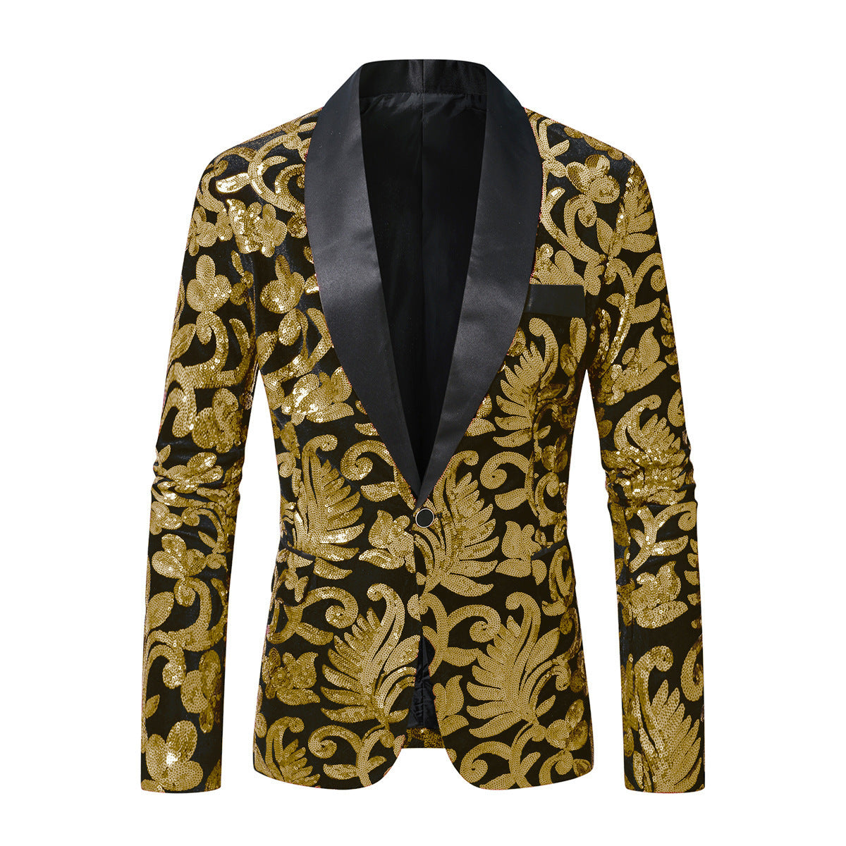Herren Blazer Pailletten Jacke Floral Glamour