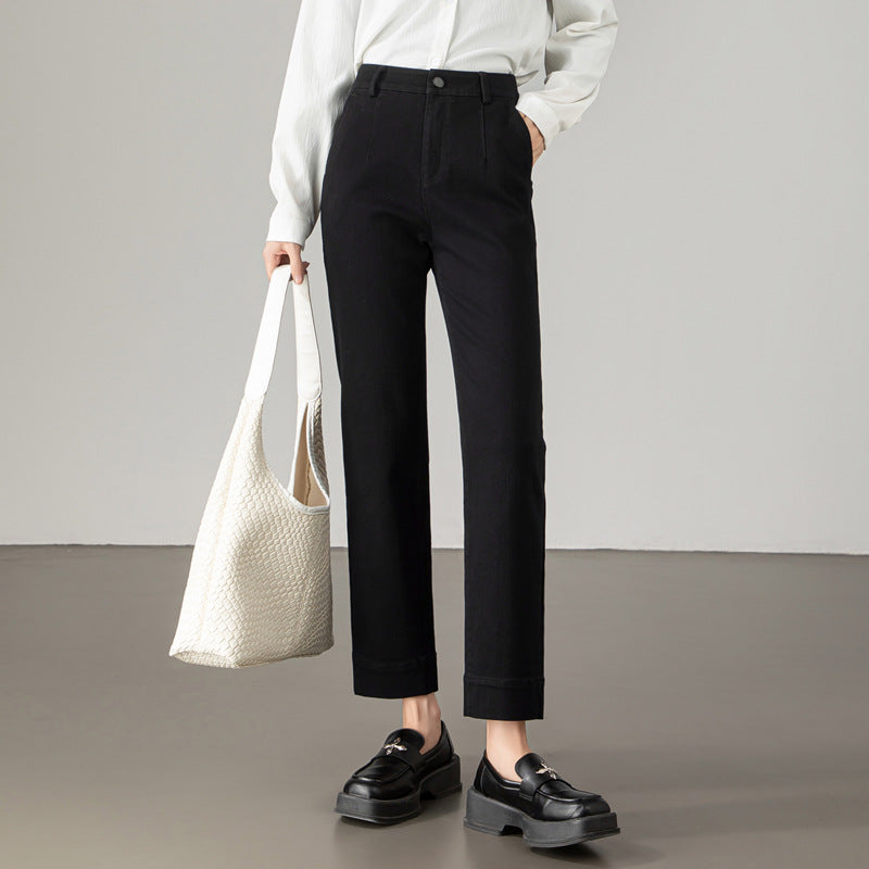 Damen Jeans Weite Bein Hochtaillierte Hosen Modern