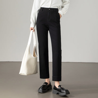 Damen Jeans Weite Bein Hochtaillierte Hosen Modern