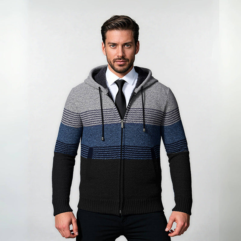 Herren Hoodie Jacke Modern Strukturiert mit Taschen