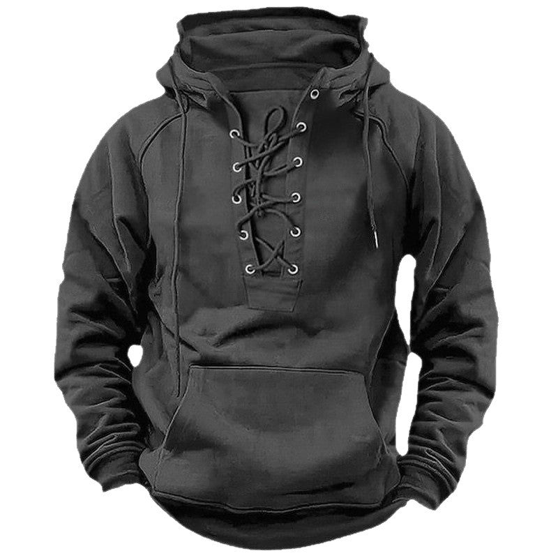 Herren Kapuzenpullover Trendy Schnürung Urban Style