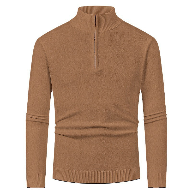 Herren Strickpullover Hochkragen Halbzipper Modern