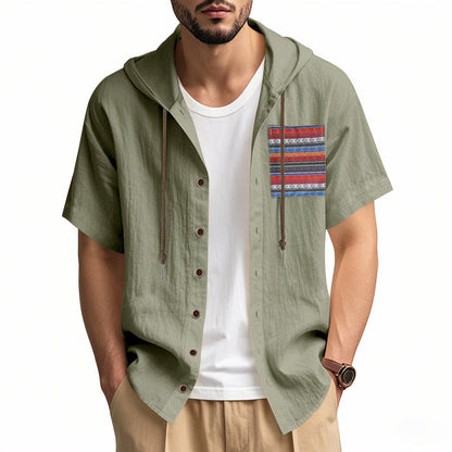 Herren Hoodie Hemd mit Knöpfen Bunt Berlin Streetwear