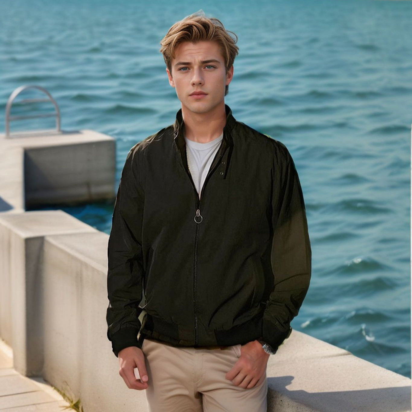 Herren Windbreaker Jacke Lässig Hochkragen Sportlich - BerlinGlamour