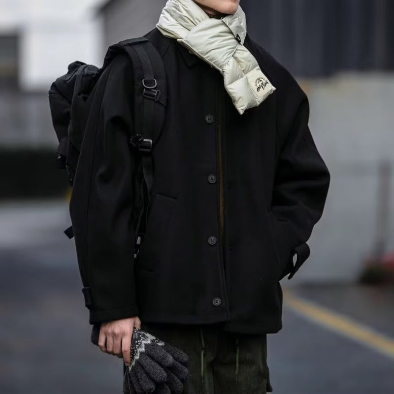 Herren Oversize Jacke Modern mit Knöpfen und Taschen