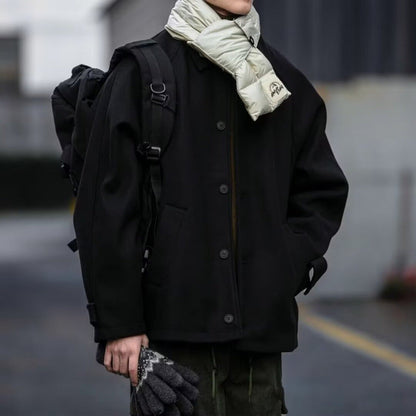Herren Oversize Jacke Modern mit Knöpfen und Taschen