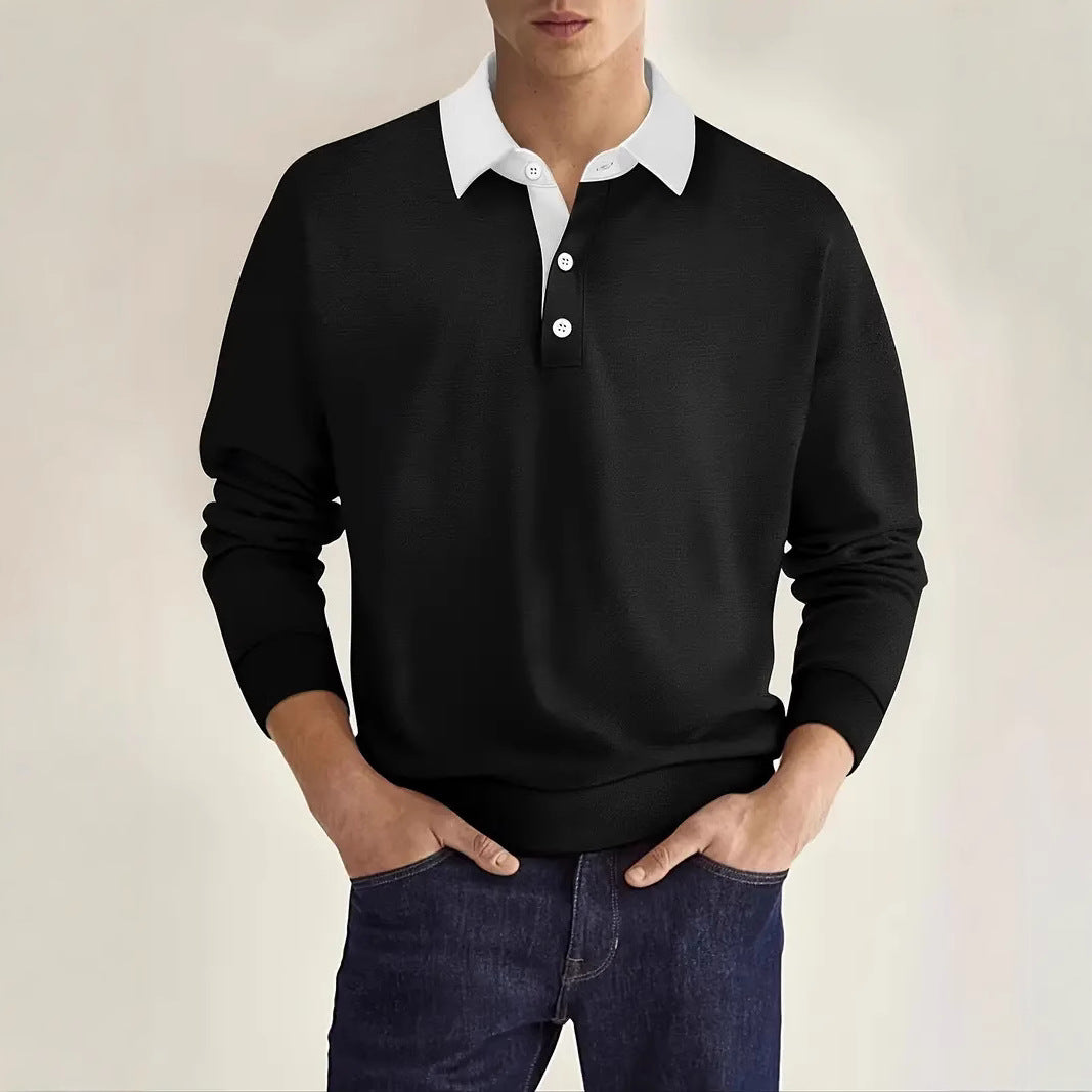 Herren Sweatshirt Lässig Kontrastkragen Modern