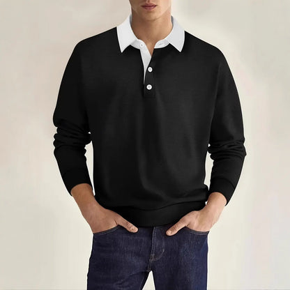 Herren Sweatshirt Lässig Kontrastkragen Modern