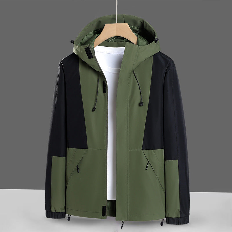 Wasserdichte Herren Regenjacke Schwarz Modern