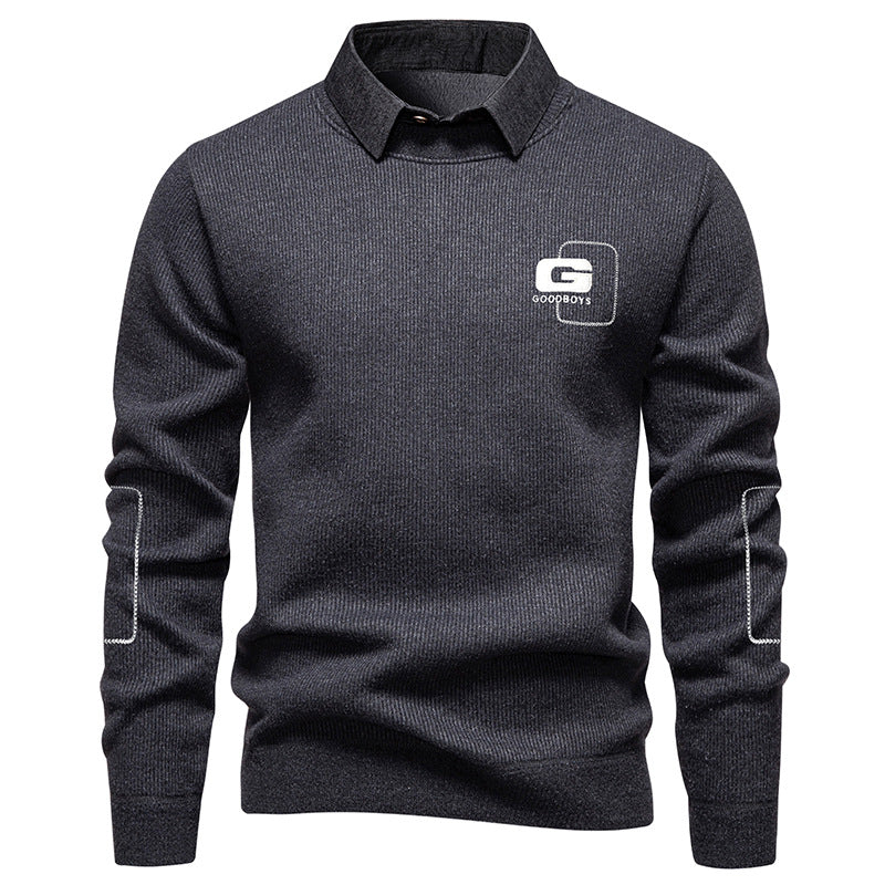 Herren Pullover Eleganter Kragen Strickmuster Modern