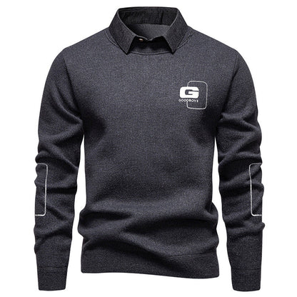 Herren Pullover Eleganter Kragen Strickmuster Modern