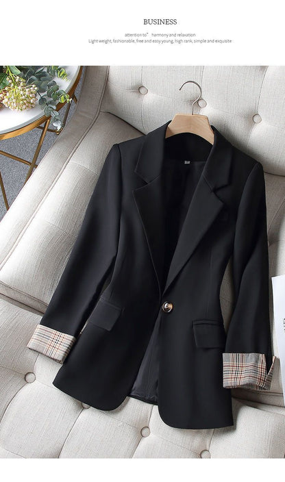Eleganter Damenblazer Modern Karo Schnitt - BerlinGlamour