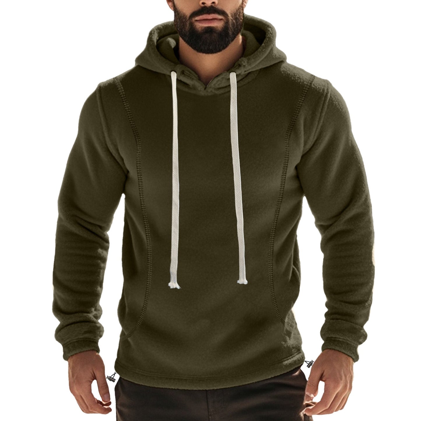 Herren Fleece Pullover Kapuzenjacke Hochkragen Tasche