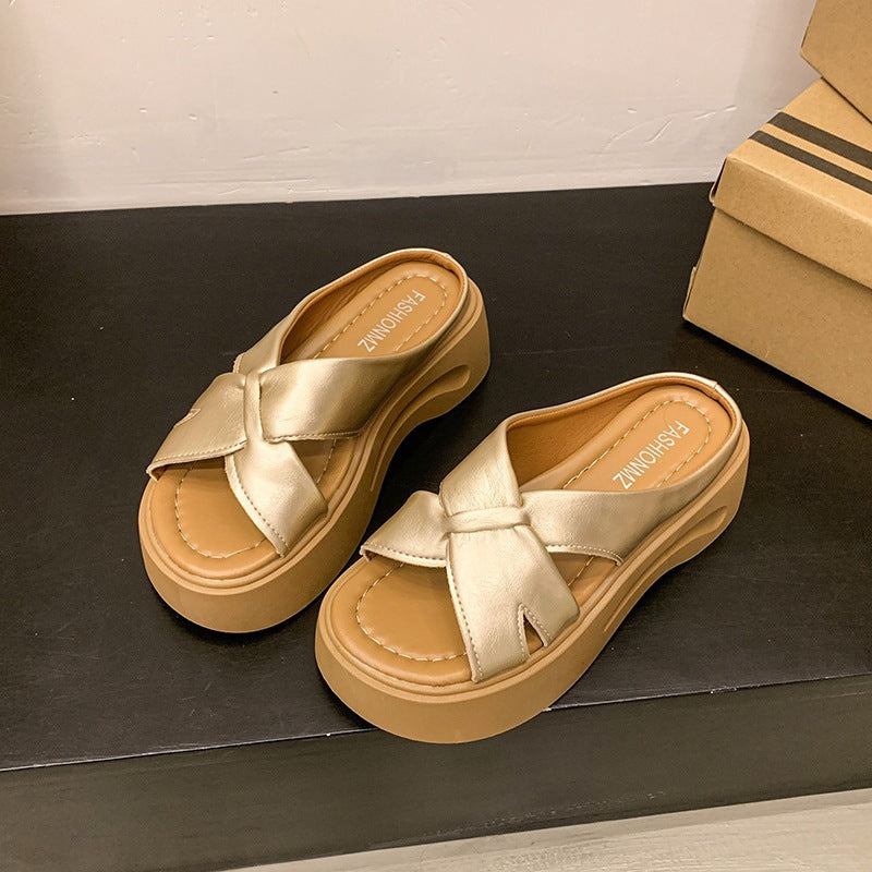 Damen Plateau-Sandalen Bequem Stilvoll Knotendesign