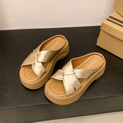 Damen Plateau-Sandalen Bequem Stilvoll Knotendesign