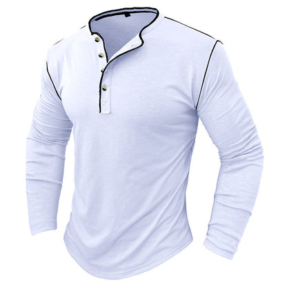 Herren Langarmhemd Klassisch Henley Style Modern