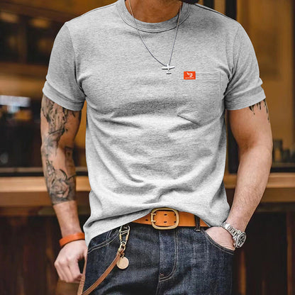 Herren T-Shirt Kurzarm Baumwolle mit Brusttasche klassisch