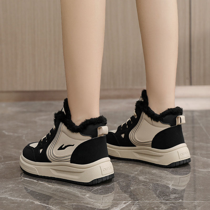 Damen Sneaker High-Top Kuschelig Fleece Innensohle Rutschfest