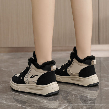 Damen Sneaker High-Top Kuschelig Fleece Innensohle Rutschfest